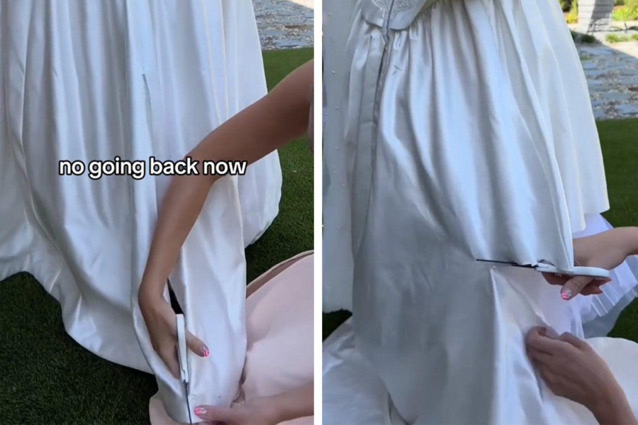 BUDUĆA NEVESTA ŽELELA JE DA PREPRAVI BAKINU VENČANICU: Krojačica je uzela makaze i počela da seče haljinu sve dok od nje nije ostalo ništa! (VIDEO)