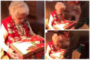 BAKA JE ZA BOŽIĆ DOBILA POKLON IZNENAĐENJA: Primetila je da je kutija prilično teška, a onda je nešto iz nje promolilo glavu, suze radosnice potekle su u potocima! (FOTO+VIDEO)