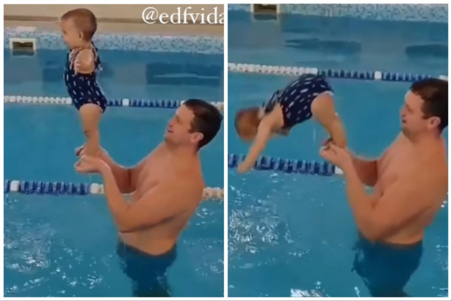SNIMAK KOJI ODUZIMA DAH: Beba od nepunih godinu dana pliva i roni kao profesionalni vaterpolista! (VIDEO)
