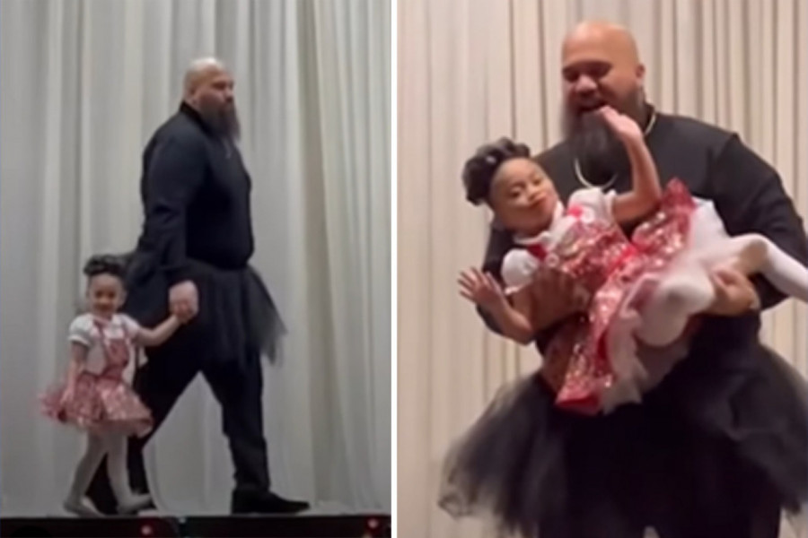 OVAJ TATA JE UKRAO ŠOU! Korpulentni muškarac se okretao u suknjici poput balerine, ćerkica oduševljena! (VIDEO)