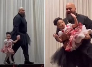 OVAJ TATA JE UKRAO ŠOU! Korpulentni muškarac se okretao u suknjici poput balerine, ćerkica oduševljena! (VIDEO)