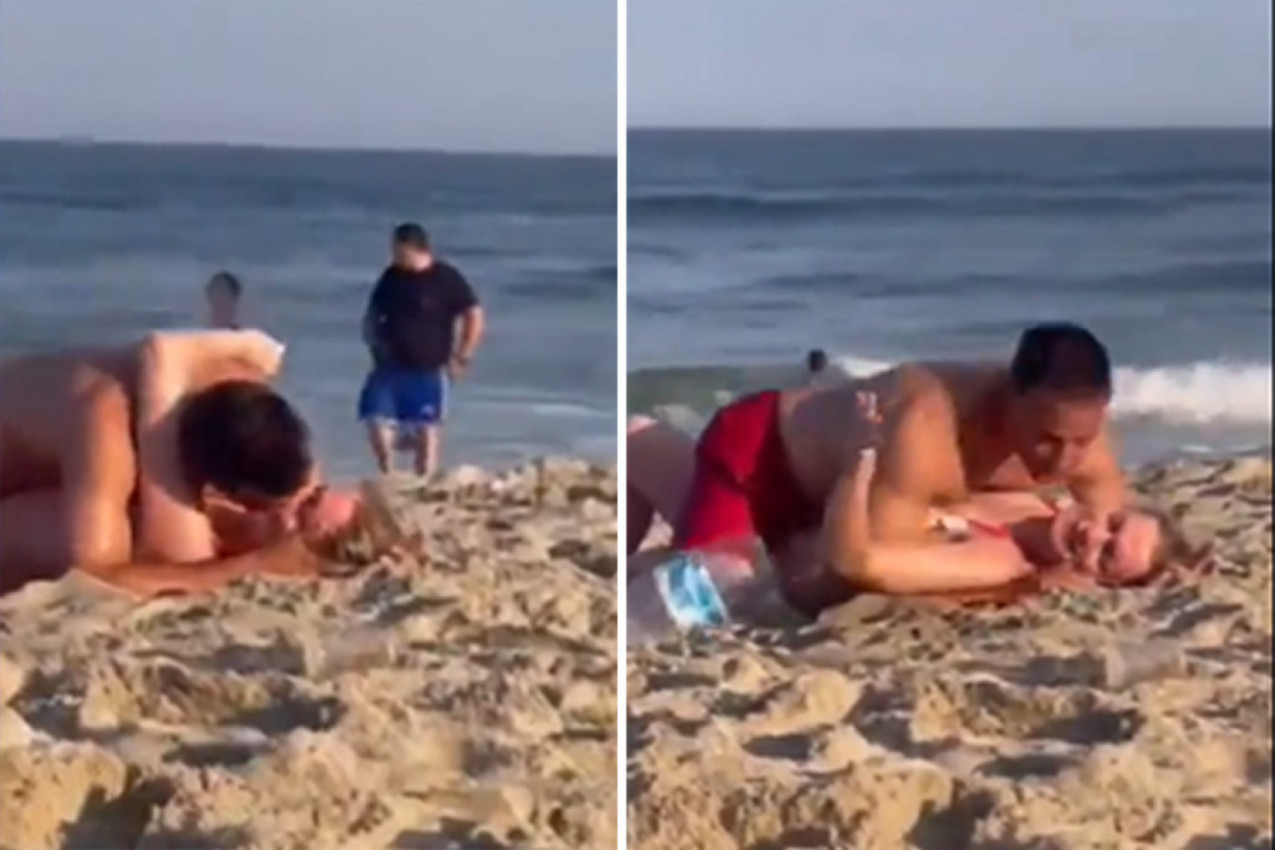 BIO JE NA PLAŽI, NIJE NI SLUTIO ŠTA ĆE VIDETI NA PESKU: Paru popustile sve kočnice, ljudi u neverici gledali, a onda je on dotrčao: Nastala je vriska i PANIKA! (FOTO, VIDEO)